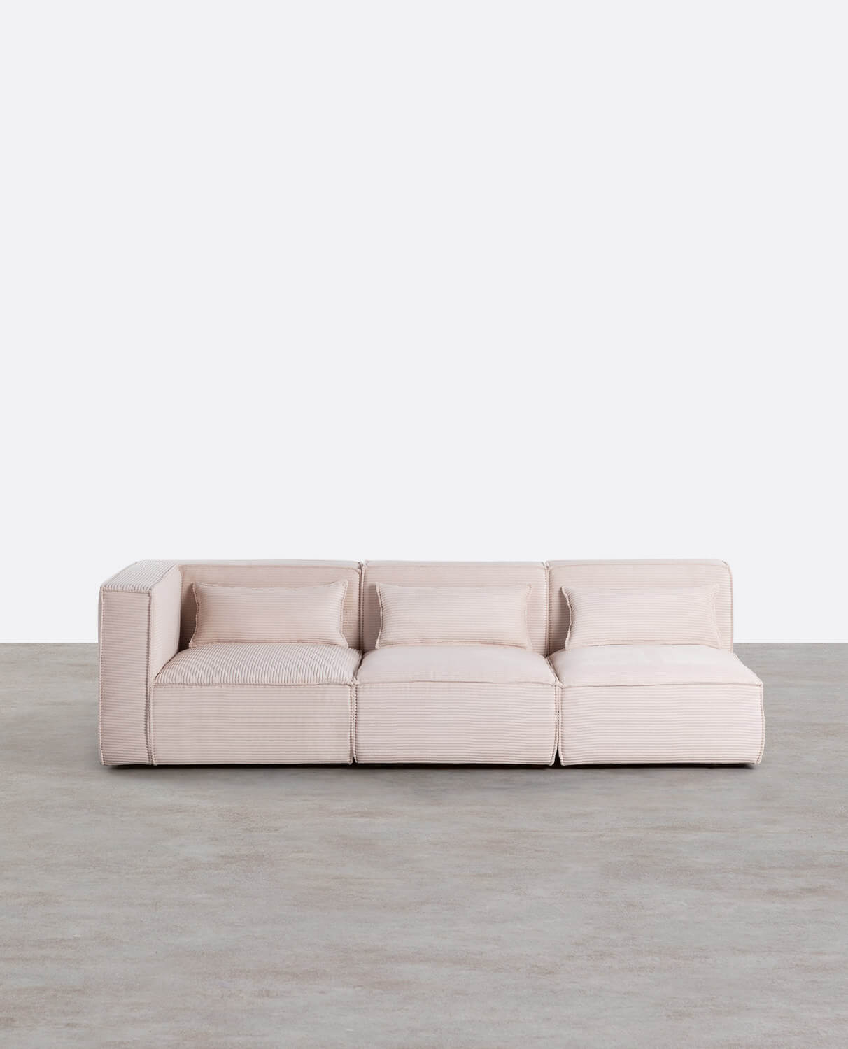 Sofá modular de canto Kilhe de 3 peças com 2 poltronas de veludo grosso, imagem de galeria 1