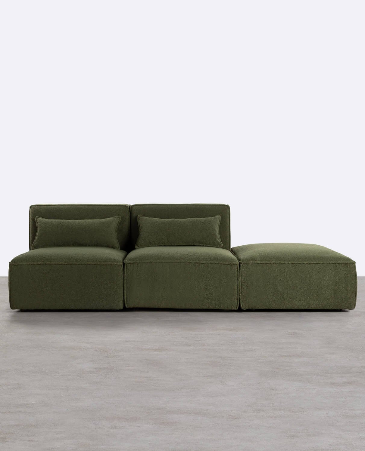 Sofá Modular de 2 peças com Puff em Tecido Bouclé Kilhe, imagem de galeria 1