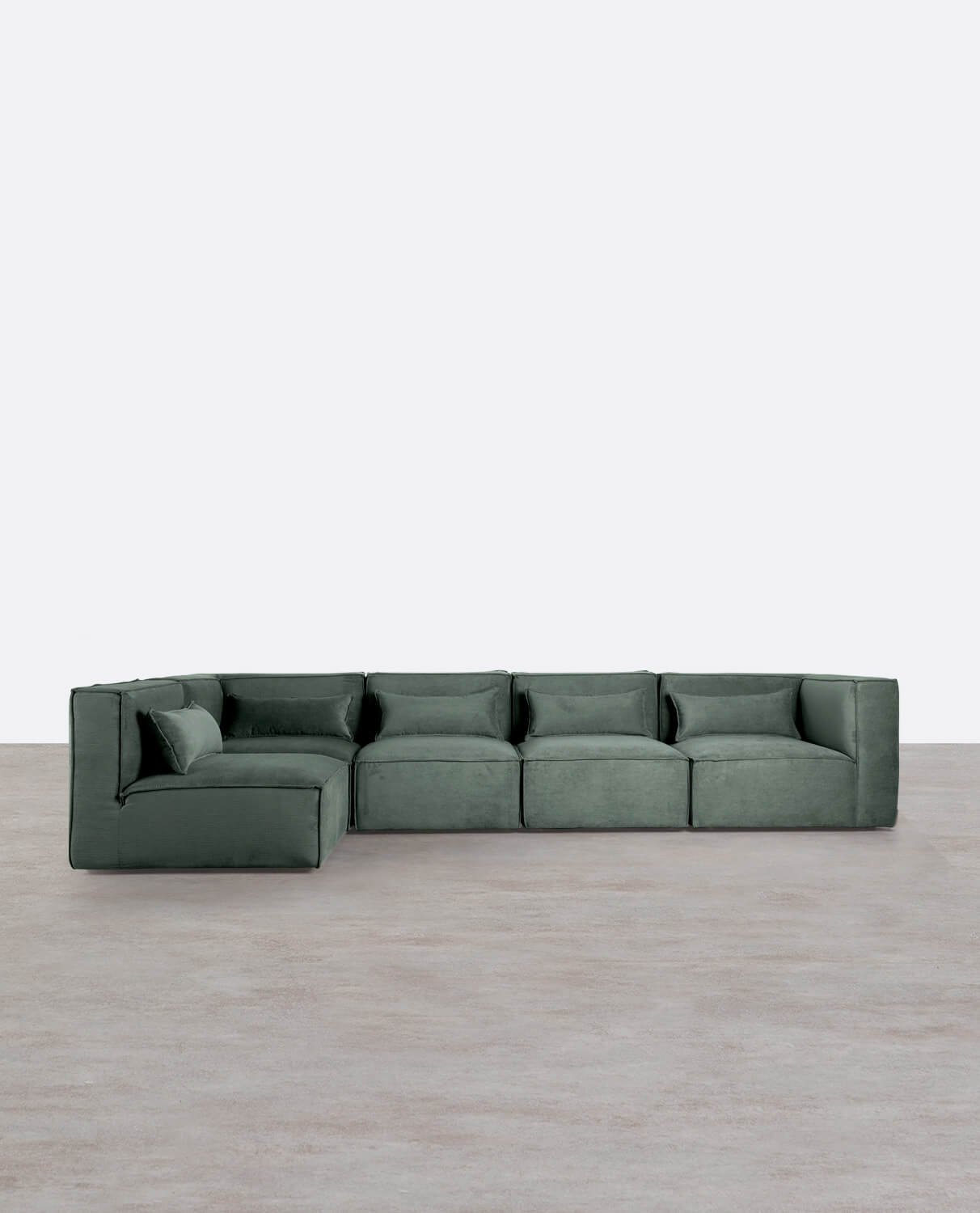 Sofá Modular de 5 Peças com 2 Cadeirões de Canto em Veludo Kilhe, imagem de galeria 1