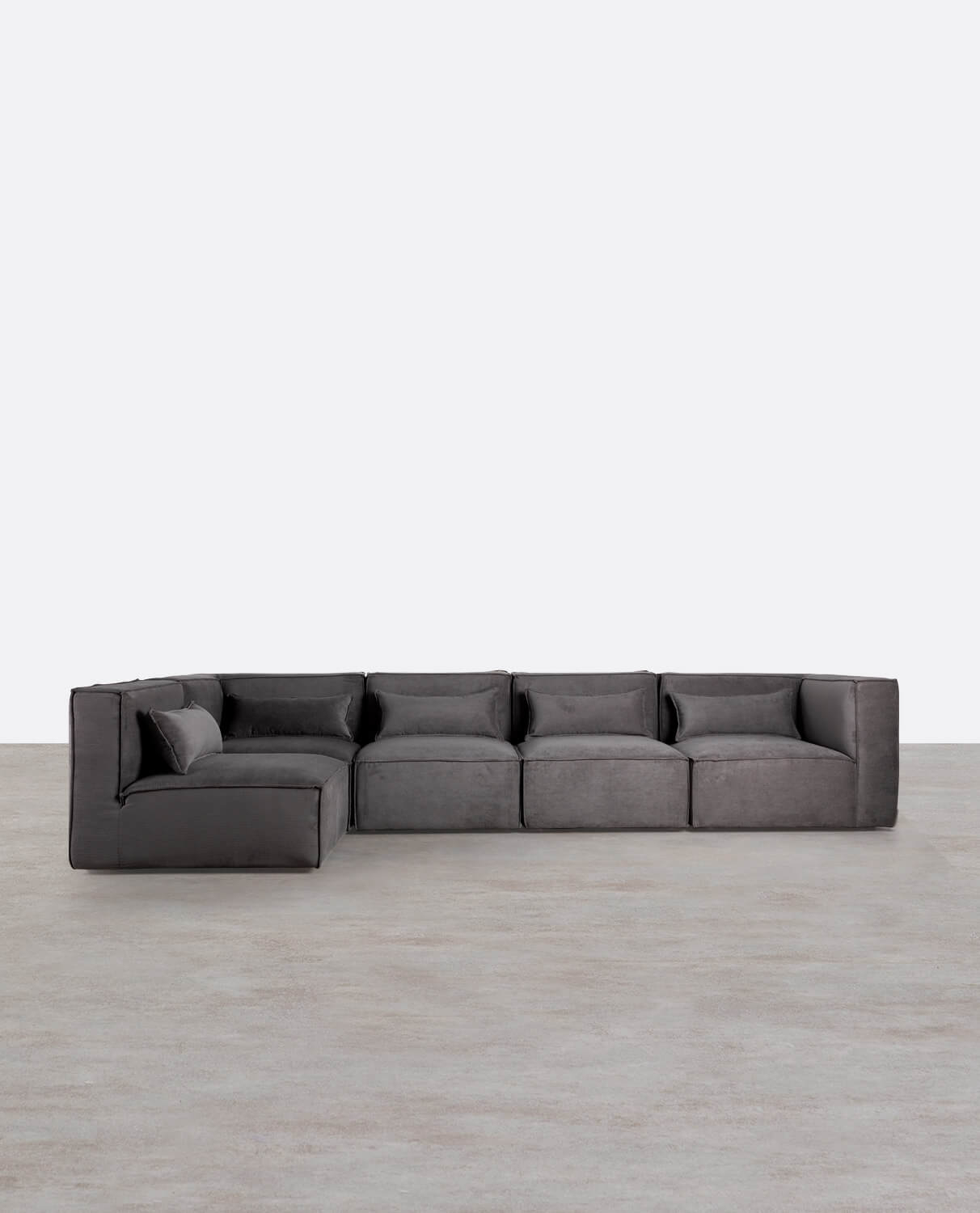 Sofá Modular de 5 Peças com 2 Cadeirões de Canto em Veludo Kilhe, imagem de galeria 1