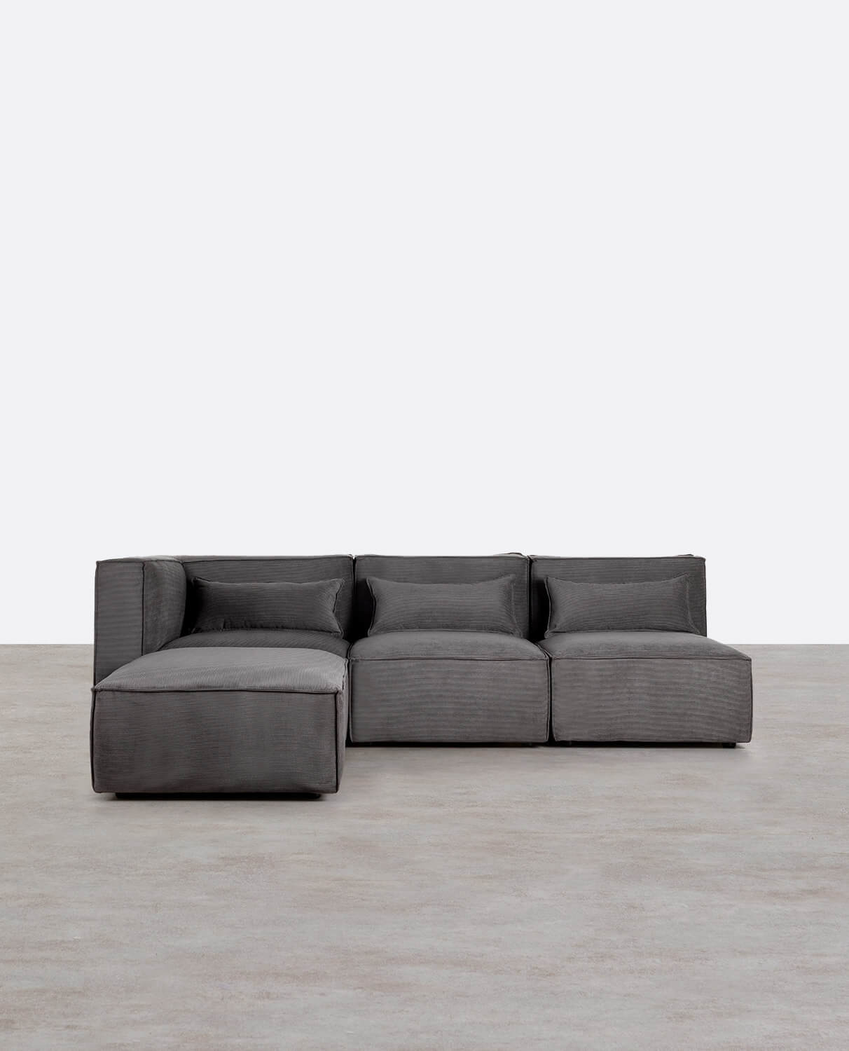 Sofá de Canto Modular Kilhe de 3 Peças com 2 Poltronas e Pufe de Veludo Cotelê, imagem de galeria 1