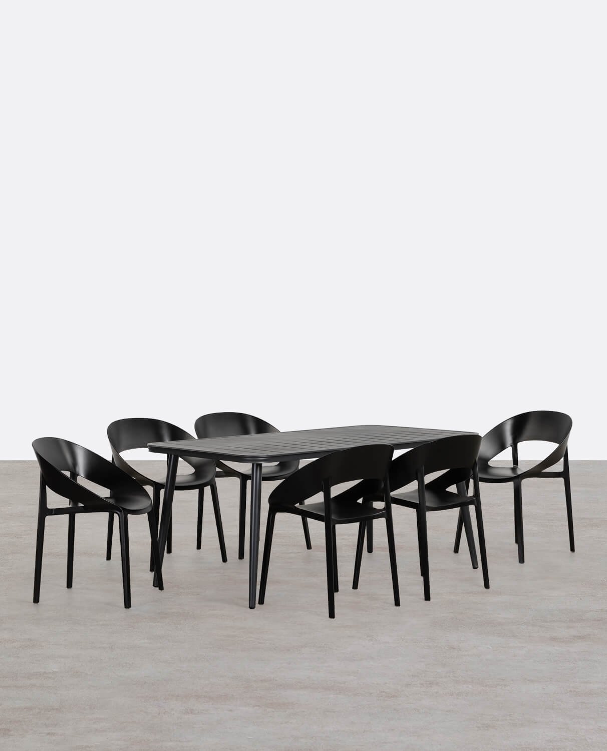 Conjunto de Mesa Retangular de Alumínio Cancun e 6 Cadeiras de Polipropileno para Área Externa Lara, imagem de galeria 1