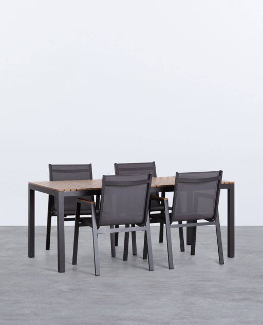Conjunto de Mesa em Alumínio e 4 Cadeiras de Exterior Korce