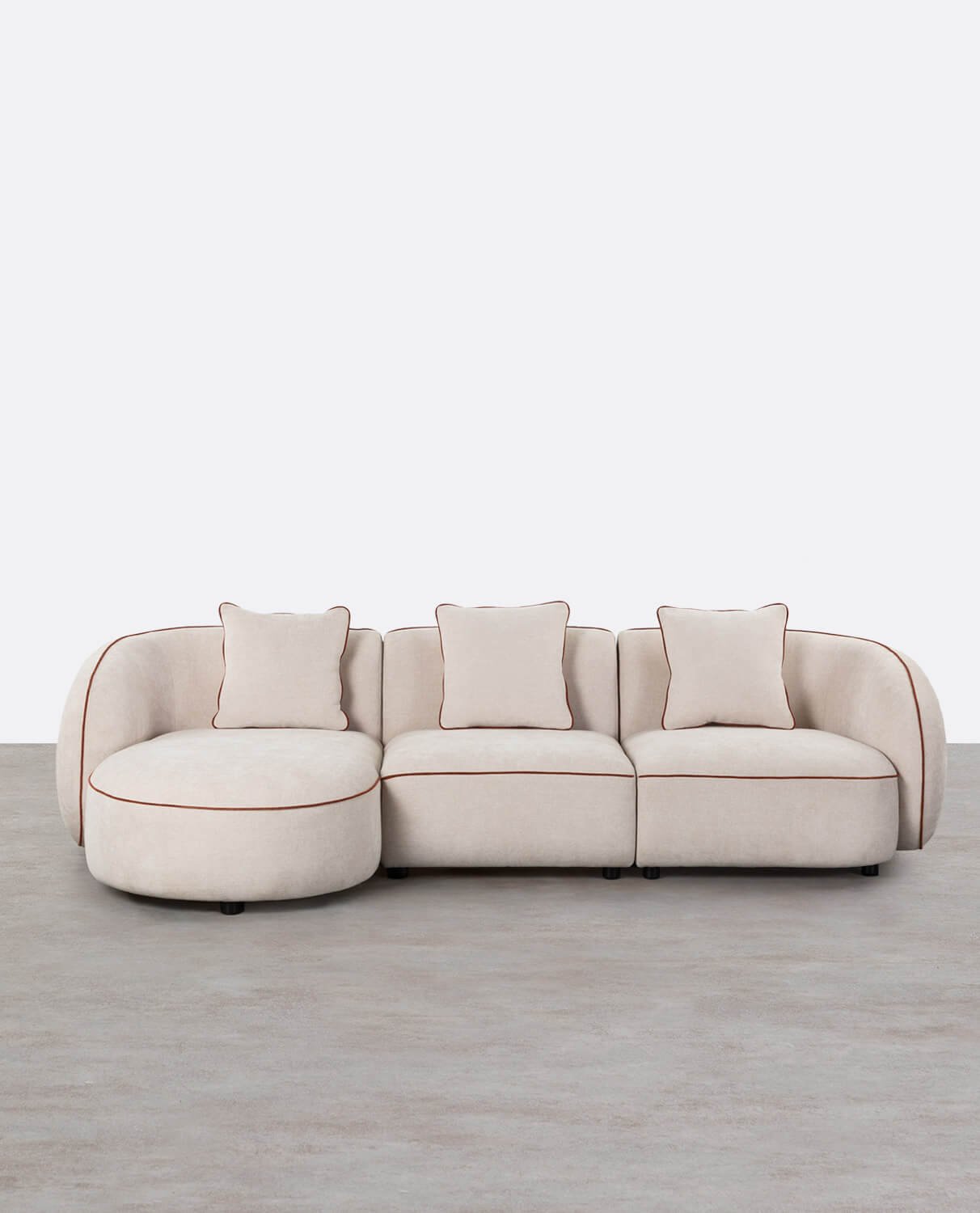 Sofá Modular Chaise Longue 3 Peças com Poltrona de Canto e Tecido Ilham, imagem de galeria 1