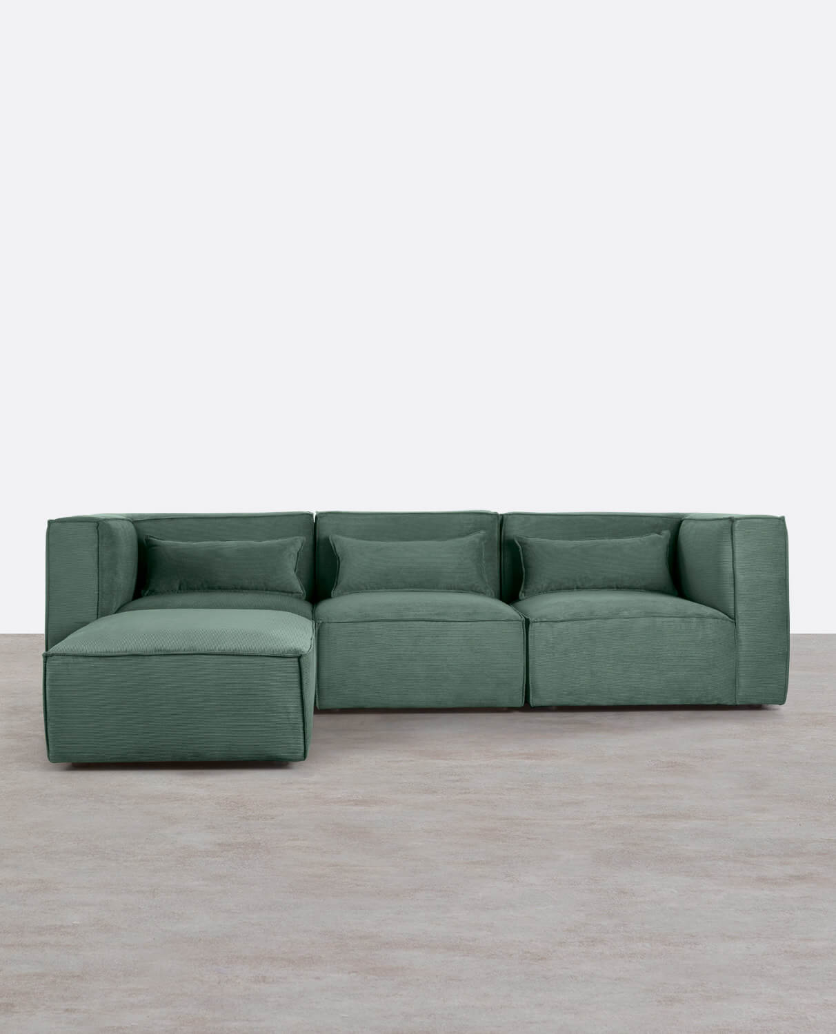 Sofá Modular de 3 Peças com 2 Cadeirões de Canto e Puff em Veludo Kilhe, imagem de galeria 1