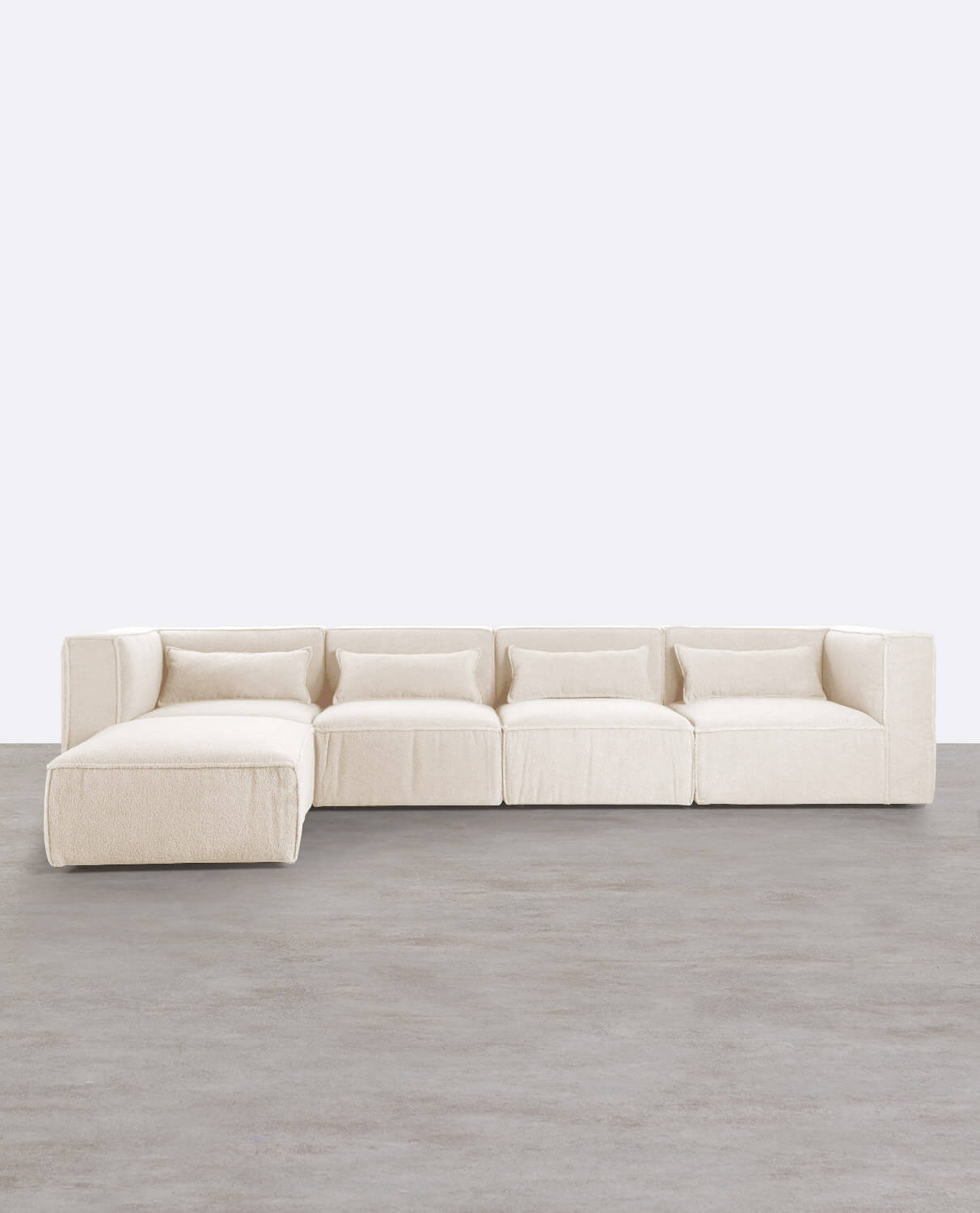 Sofá Modular de 4 Peças com 2 Cadeirões de Canto e Puff em Tecido Bouclé Kilhe, imagem de galeria 1