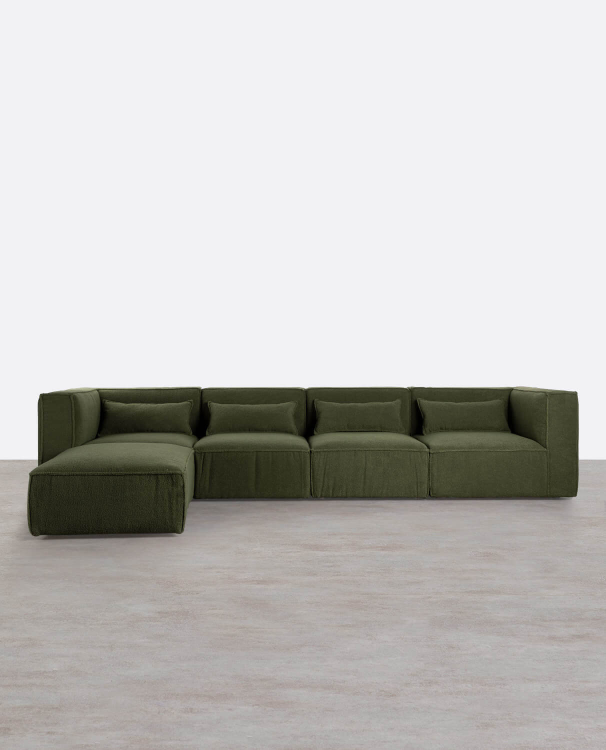 Sofá Modular de 4 Peças com 2 Cadeirões de Canto e Puff em Tecido Bouclé Kilhe, imagem de galeria 1