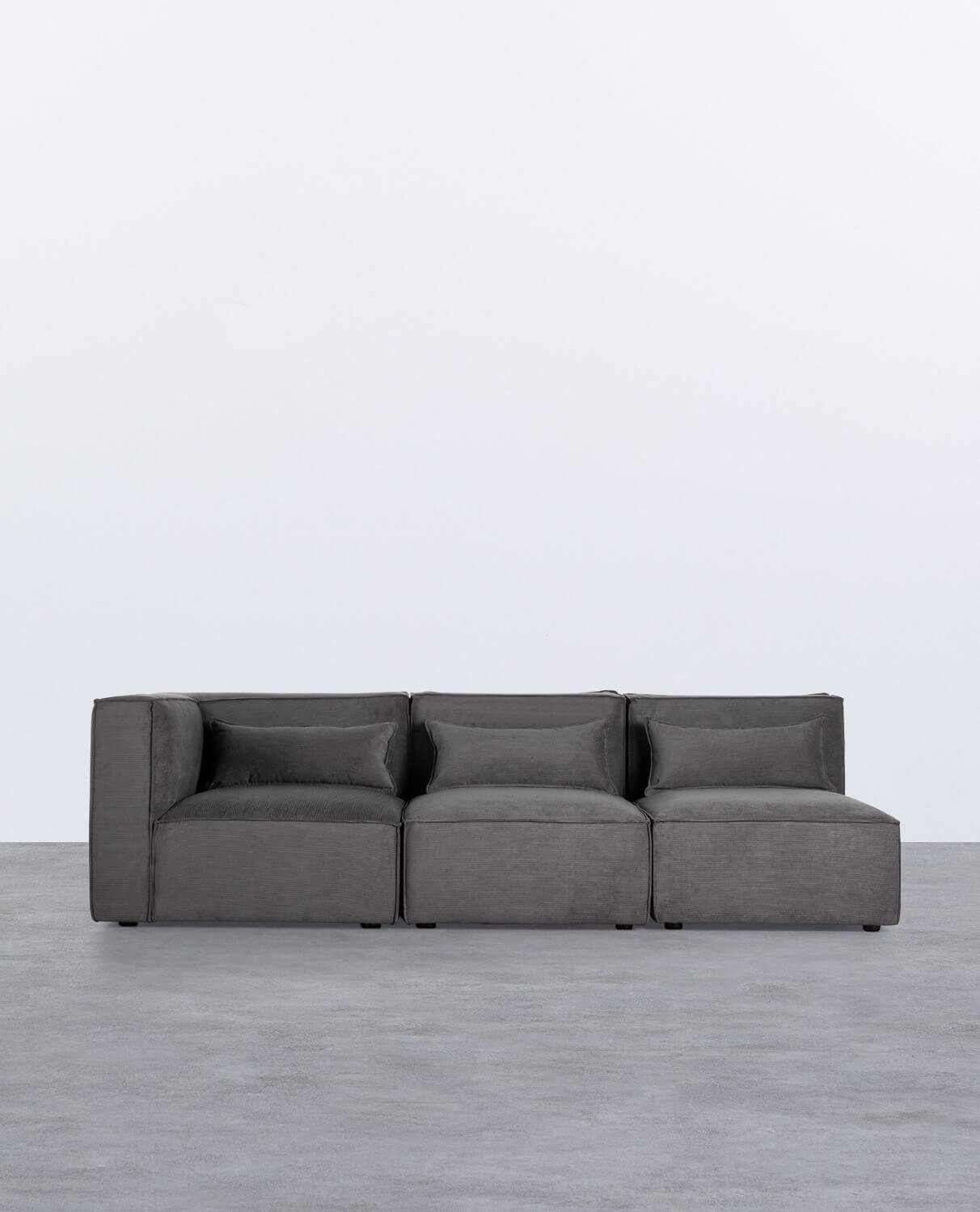 Sofá Modular de 3 Peças com 2 Cadeirões em Veludo Kilhe