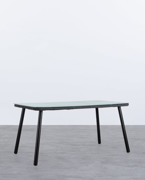 Mesa de Exterior Rectangular de Alumínio e Vidro (160x90 cm) Drian