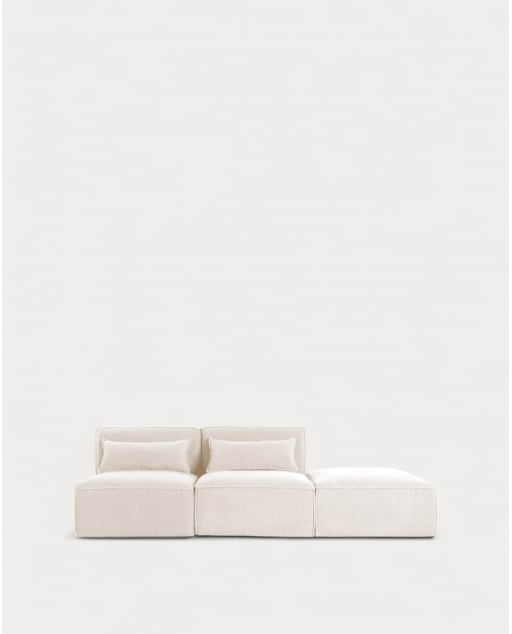 Sofá Modular de 2 peças com Puff em Tecido Bouclé Kilhe
