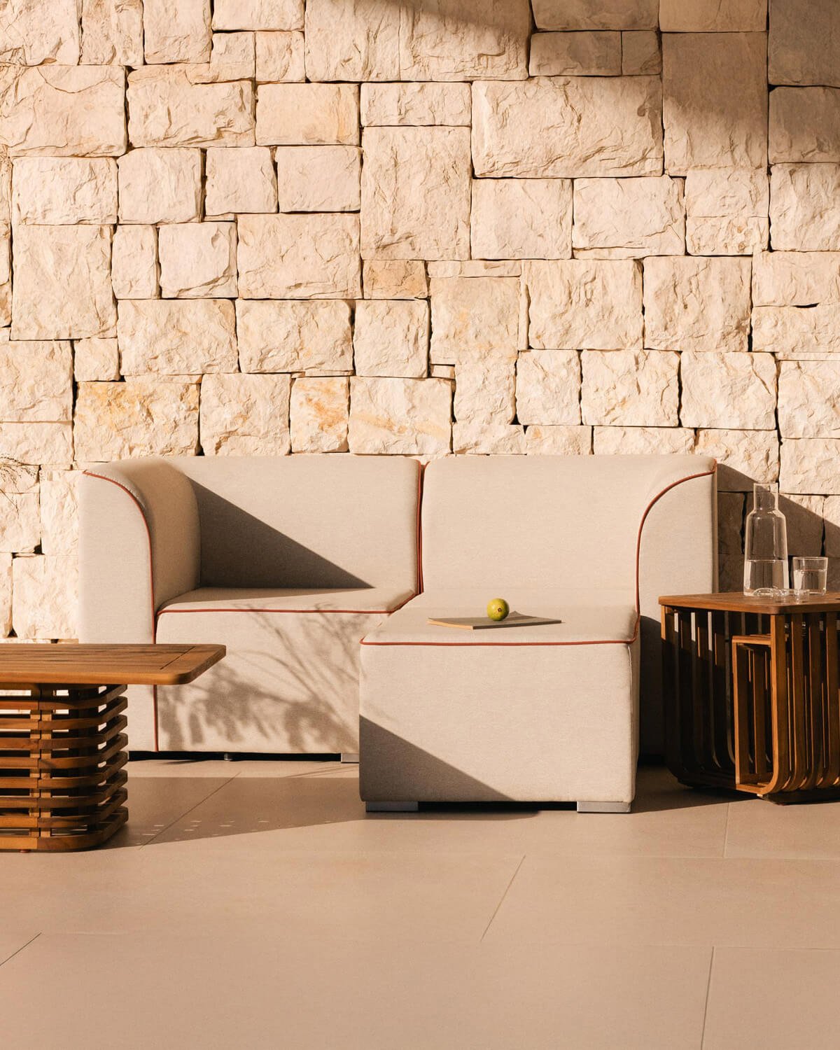 Sofá Modular de Jardim 2 Peças de Canto com Puff de Tecido Lagos, imagem de galeria 2