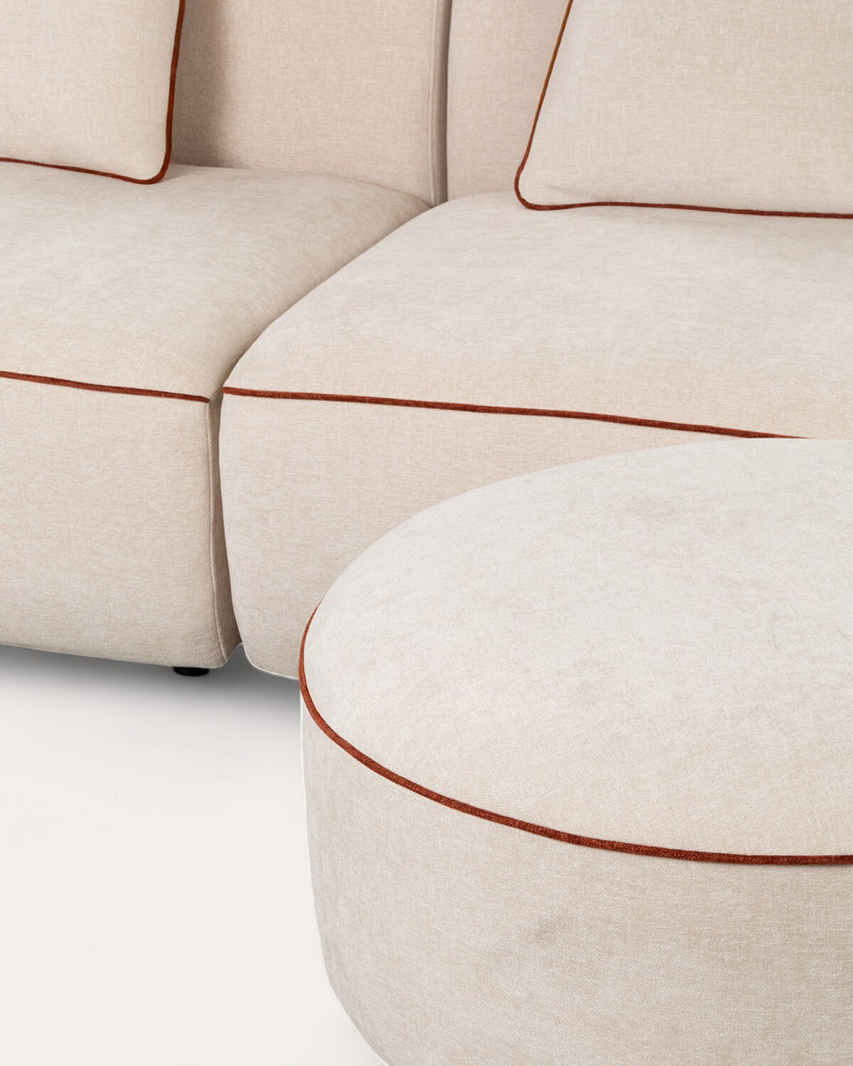 Poltrona Sofá Modular 2 Peças com Pufe Redondo em Tecido Ilham , imagem de galeria 5