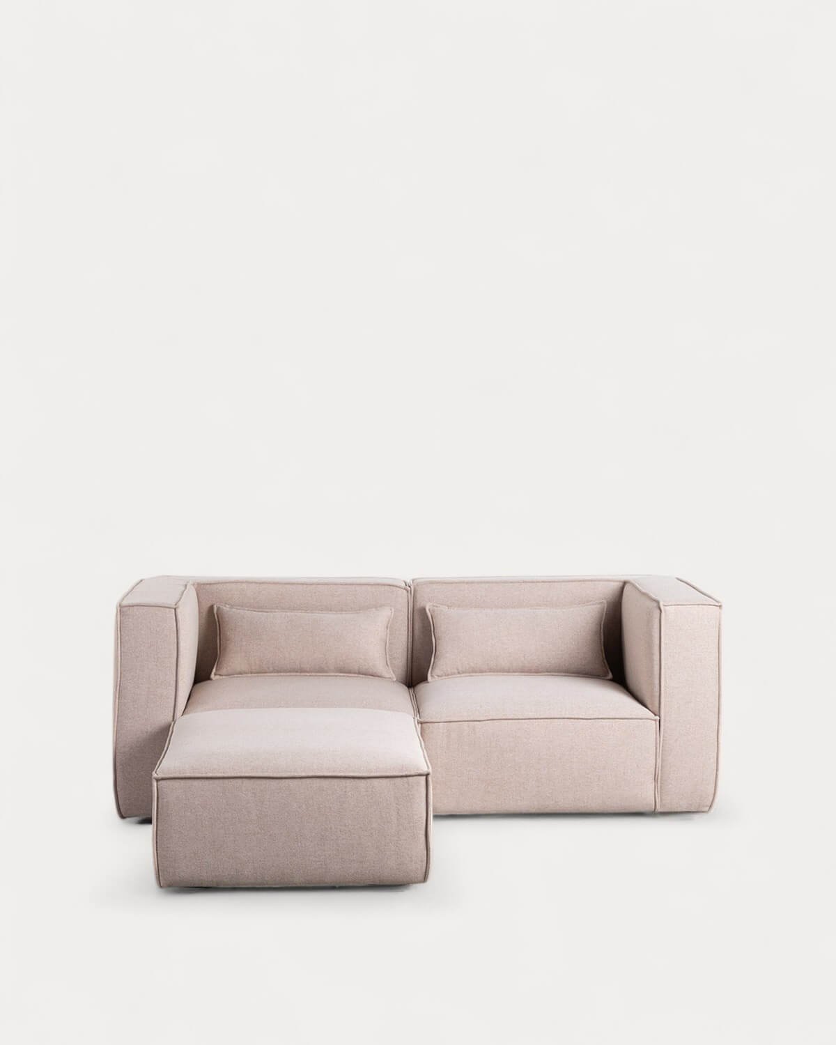 Sofá Modular com 2 Módulos de Canto e Puff em Tecido Kilhe