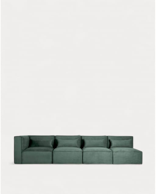 Sofá Modular de 4 Peças com 3 Cadeirões em Veludo Kilhe