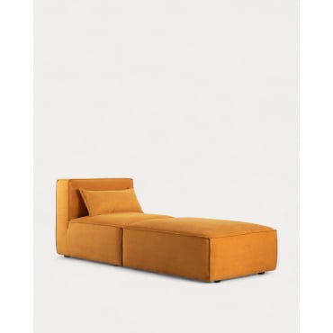 Cadeirão Modular com Puff em Bombazine Kilhe Veludo -Amarelo Curry - The Masie