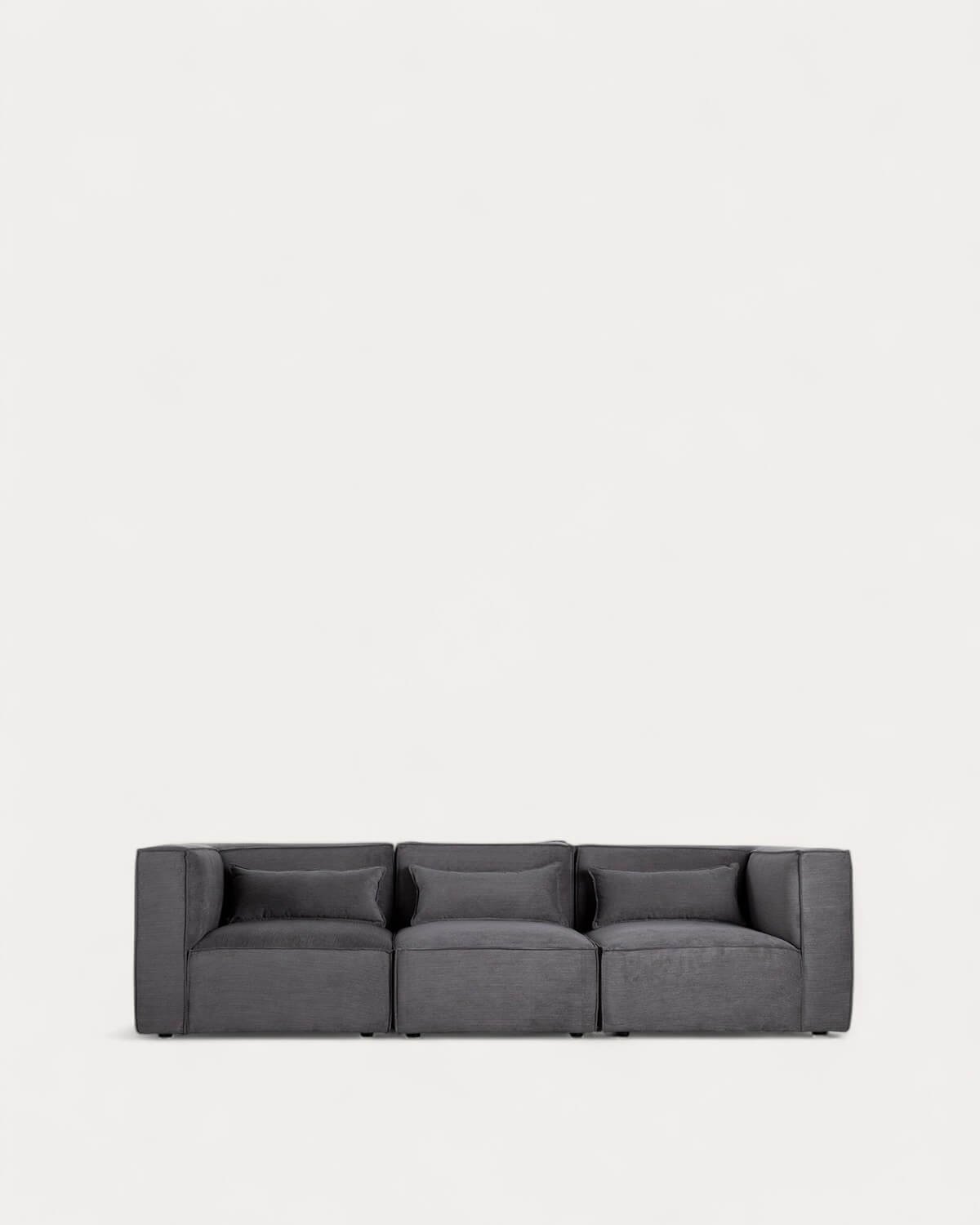 Sofá Modular de 3 Peças com 2 Cadeirões de Canto em Veludo Kilhe, imagem de galeria 1