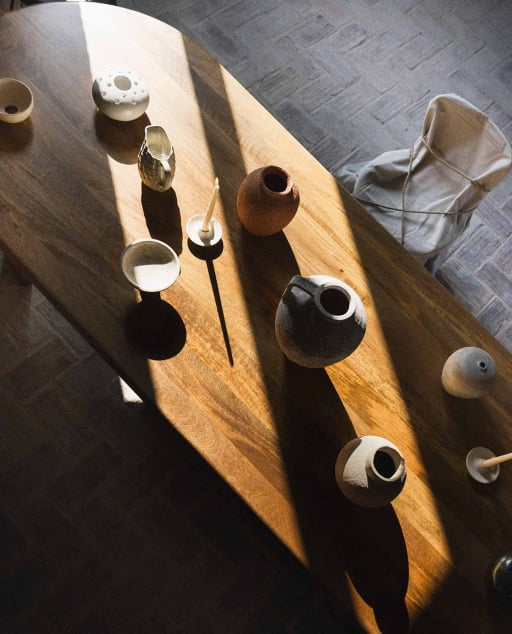 Mesa de Jantar Oval em Madeira de Manga (220x100 cm) Leno