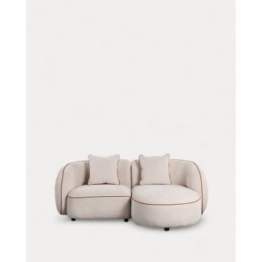 Sofá modular de canto de 2 peças com espreguiçadeira em tecido Ilham Bege Seashell & Chaise longue à direita - The Masie
