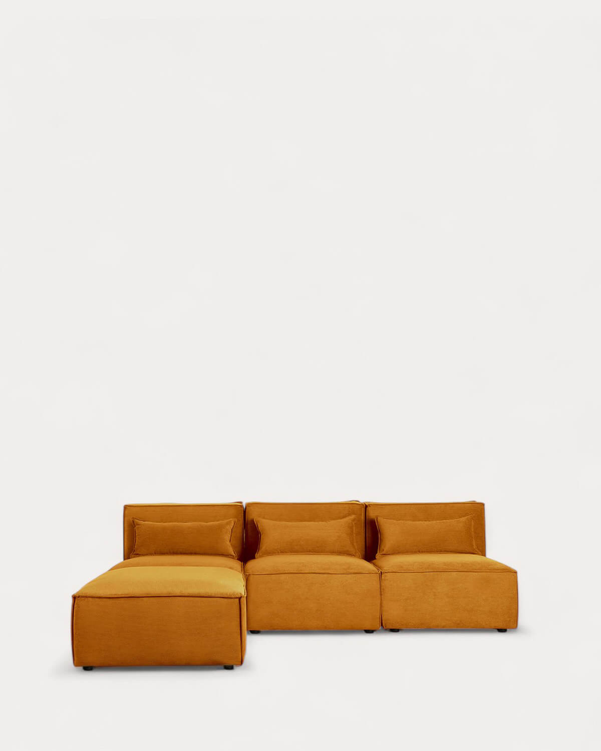 Sofá Modular de 3 Peças e Puff em Veludo Kilhe 