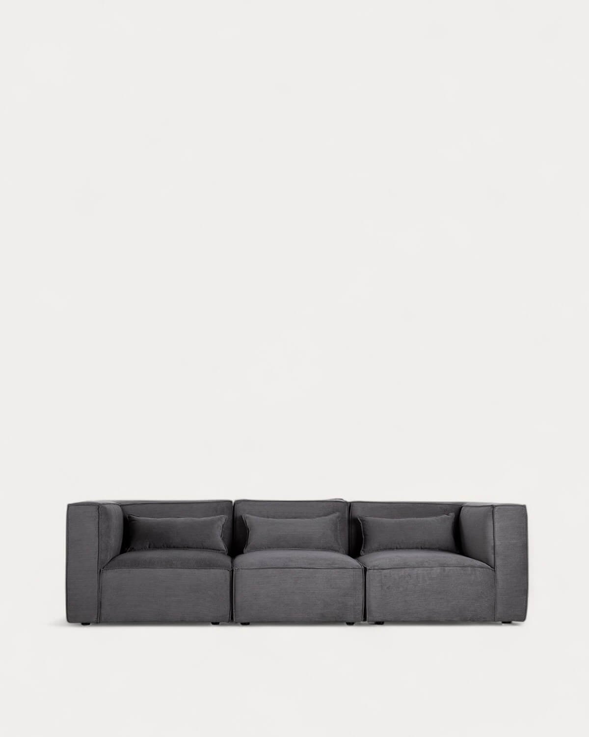 Sofá Modular de 3 Peças com 2 Cadeirões de Canto em Veludo Kilhe