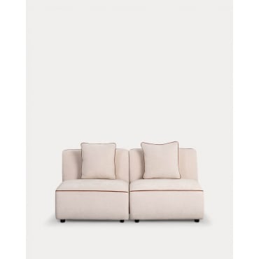 Sofá Modular 2 Peças Poltrona em Tecido Ilham Bege Seashell - The Masie