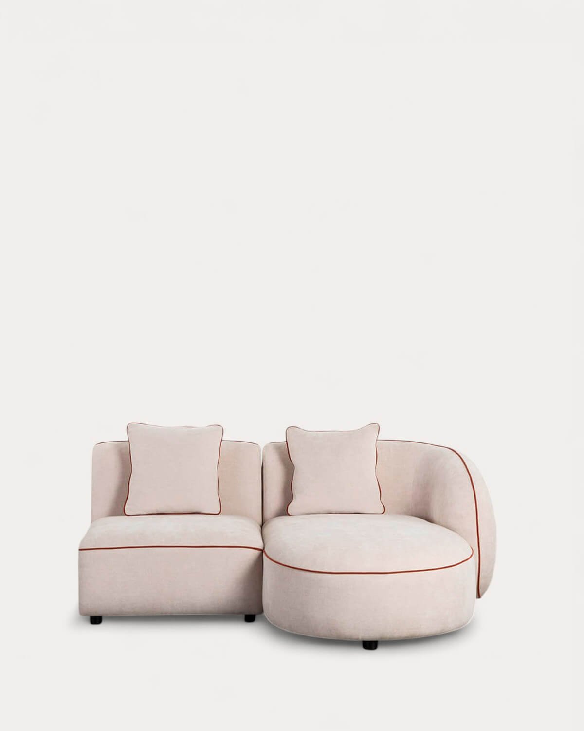 Sofá chaise longue modular de 2 peças com poltrona em tecido Ilham