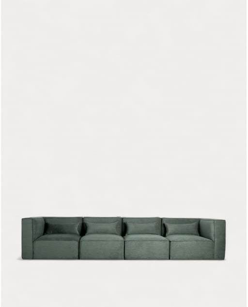 Sofá Modular de 4 Peças com 2 Cadeirões de Canto em Veludo Kilhe