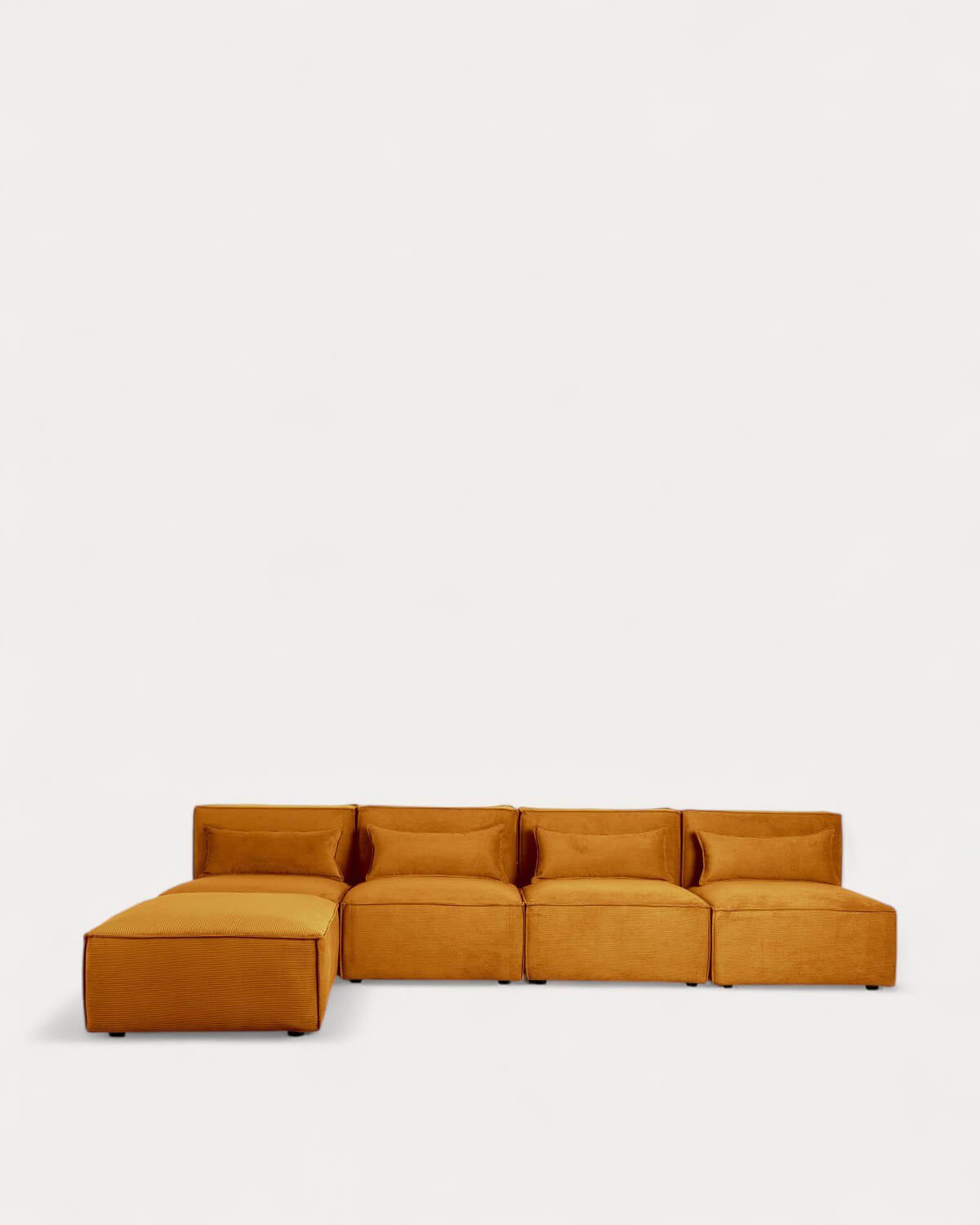Sofá Modular de 4 Peças e Puff em Veludo Kilhe, imagem de galeria 2