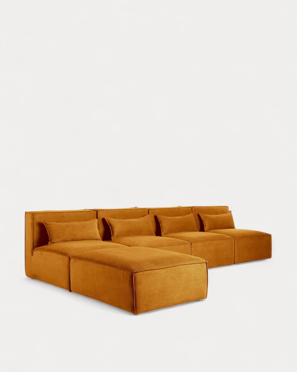 Sofá Modular de 4 Peças e Puff em Veludo Kilhe, imagem de galeria 1
