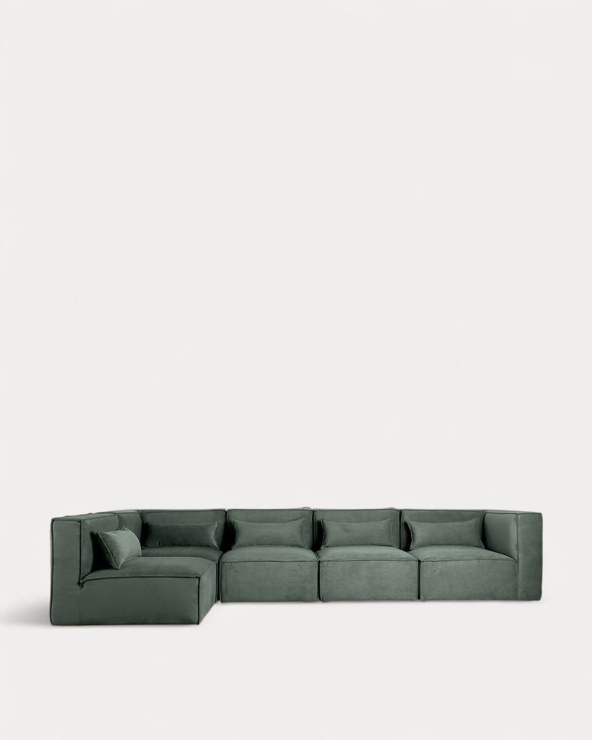 Sofá Modular de 5 Peças com 2 Cadeirões de Canto em Veludo Kilhe, imagem de galeria 1