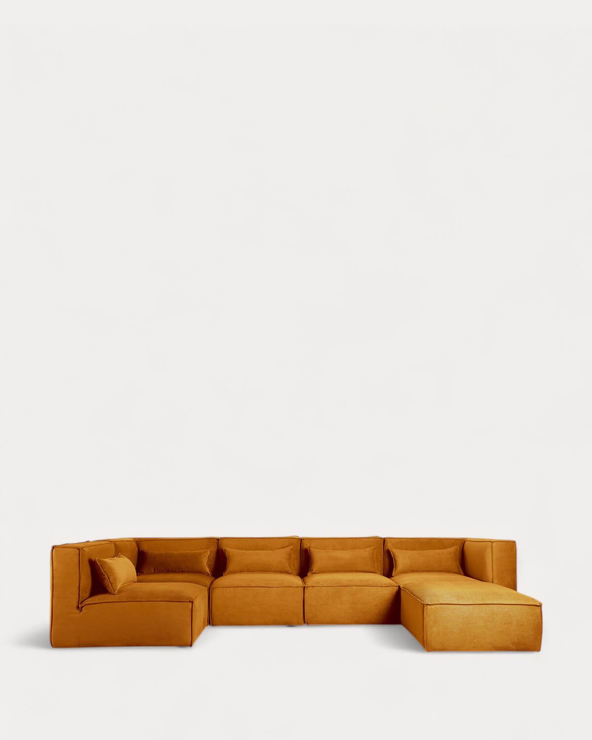 Sofá Modular de 5 Peças e puff em Veludo Kilhe 