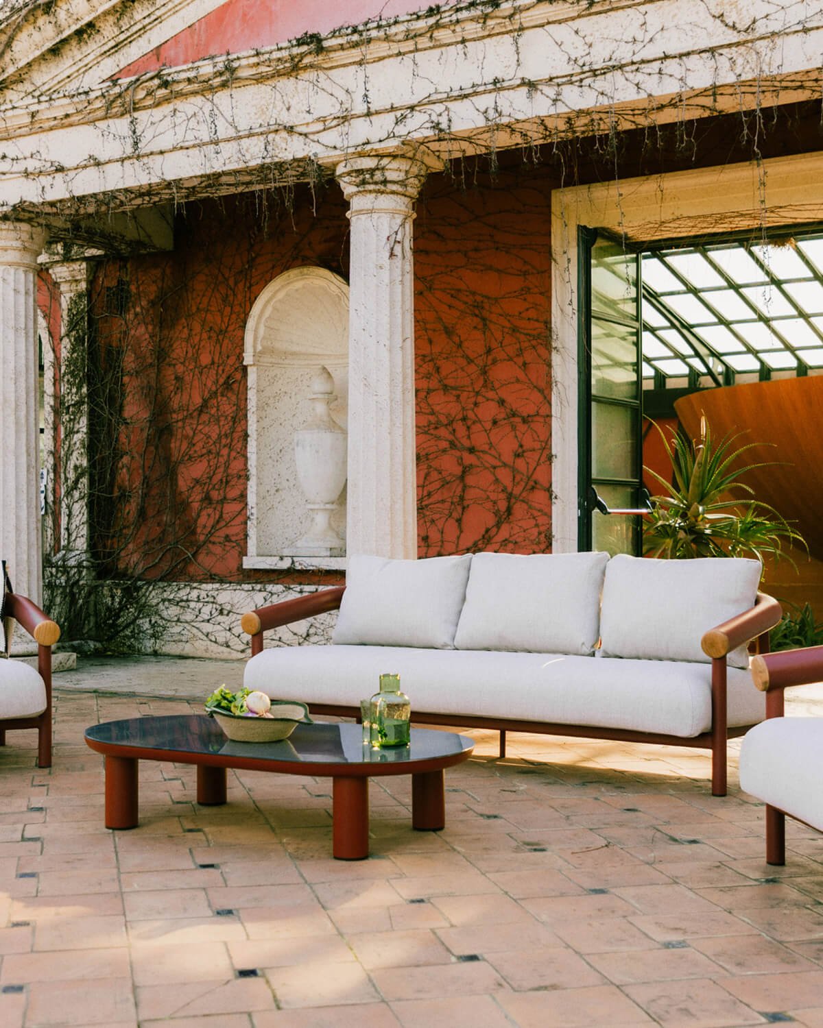 Sofá de Jardim de 3 Lugares em Alumínio com Almofadas Cheryl, imagem de galeria 2