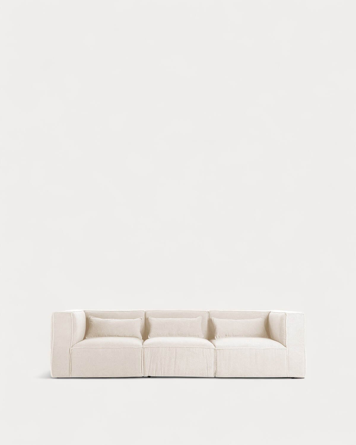 Sofá Modular de 3 peças com 2 Cadeirões de Canto em Tecido Bouclé Kilhe