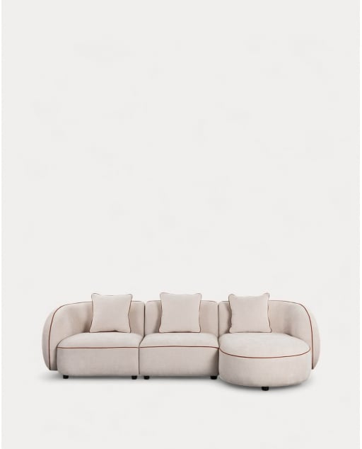 Sofá Modular Chaise Longue 3 Peças com Poltrona de Canto e Tecido Ilham