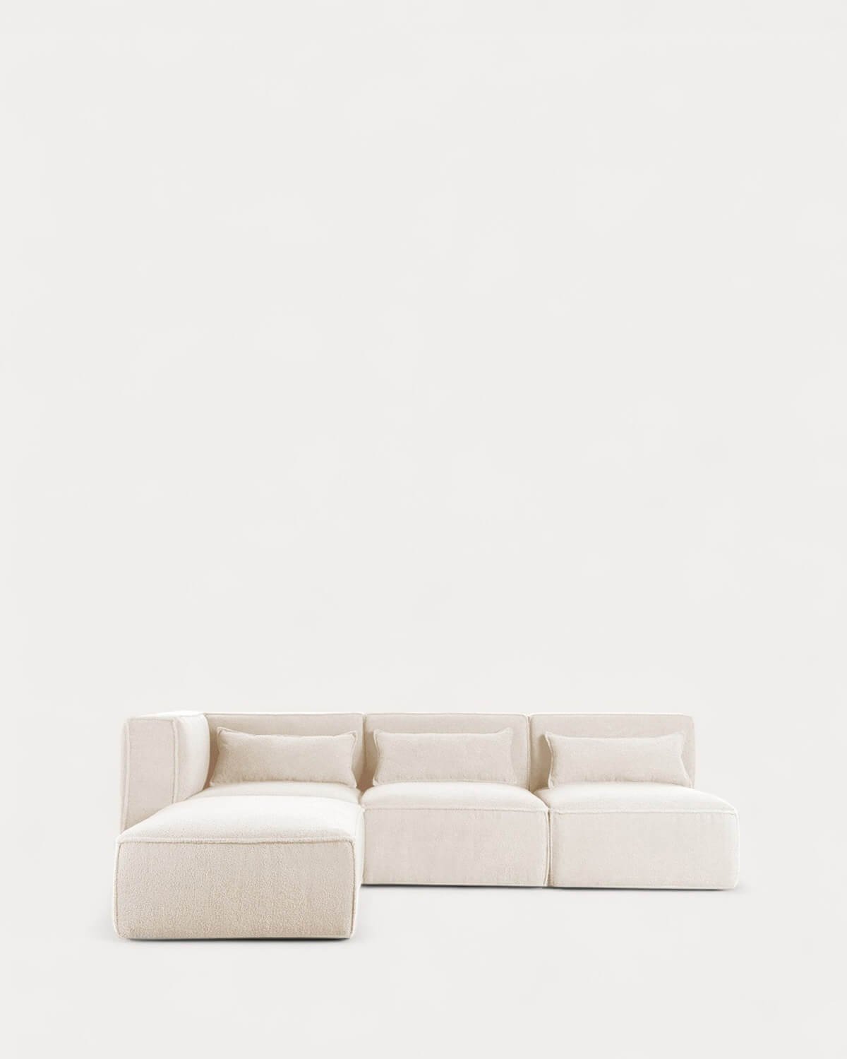 Sofá Modular 3 peças com 2 Cadeirões e Puff em Tecido Bouclé Kilhe, imagem de galeria 1