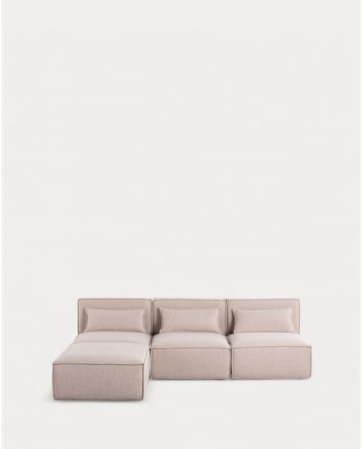 Sofá Modular 3 Peças e Puff em Tecido Kilhe