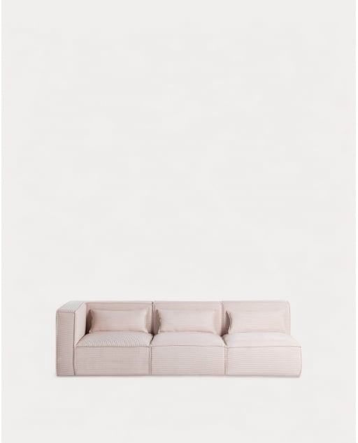 Sofá modular de canto Kilhe de 3 peças com 2 poltronas de veludo grosso