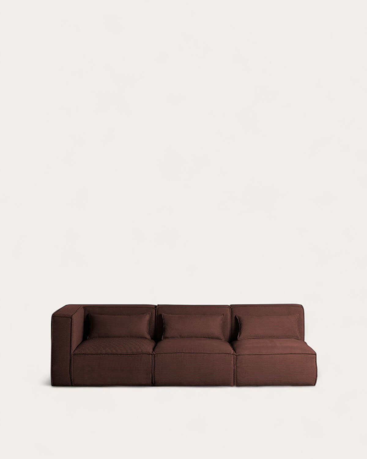 Sofá modular de canto Kilhe de 3 peças com 2 poltronas de veludo grosso