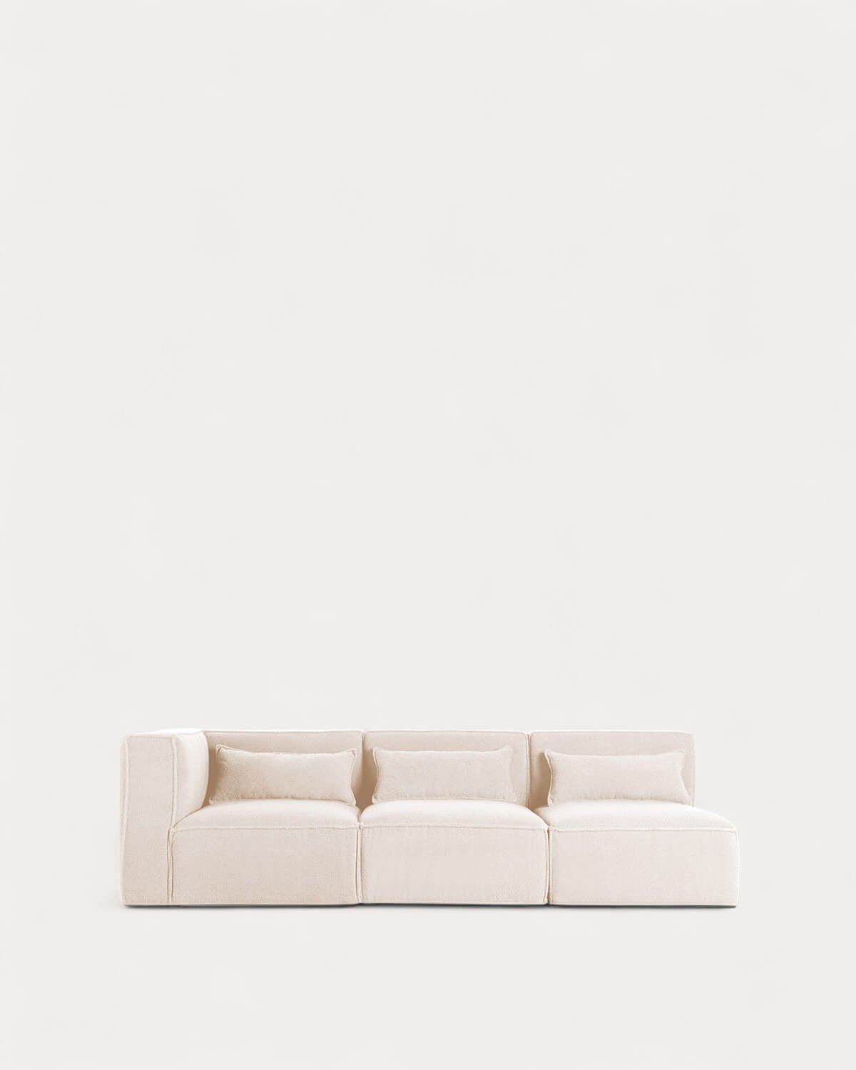 Sofá Modular de 3 peças com 2 Cadeirões em Tecido Bouclé Kilhe