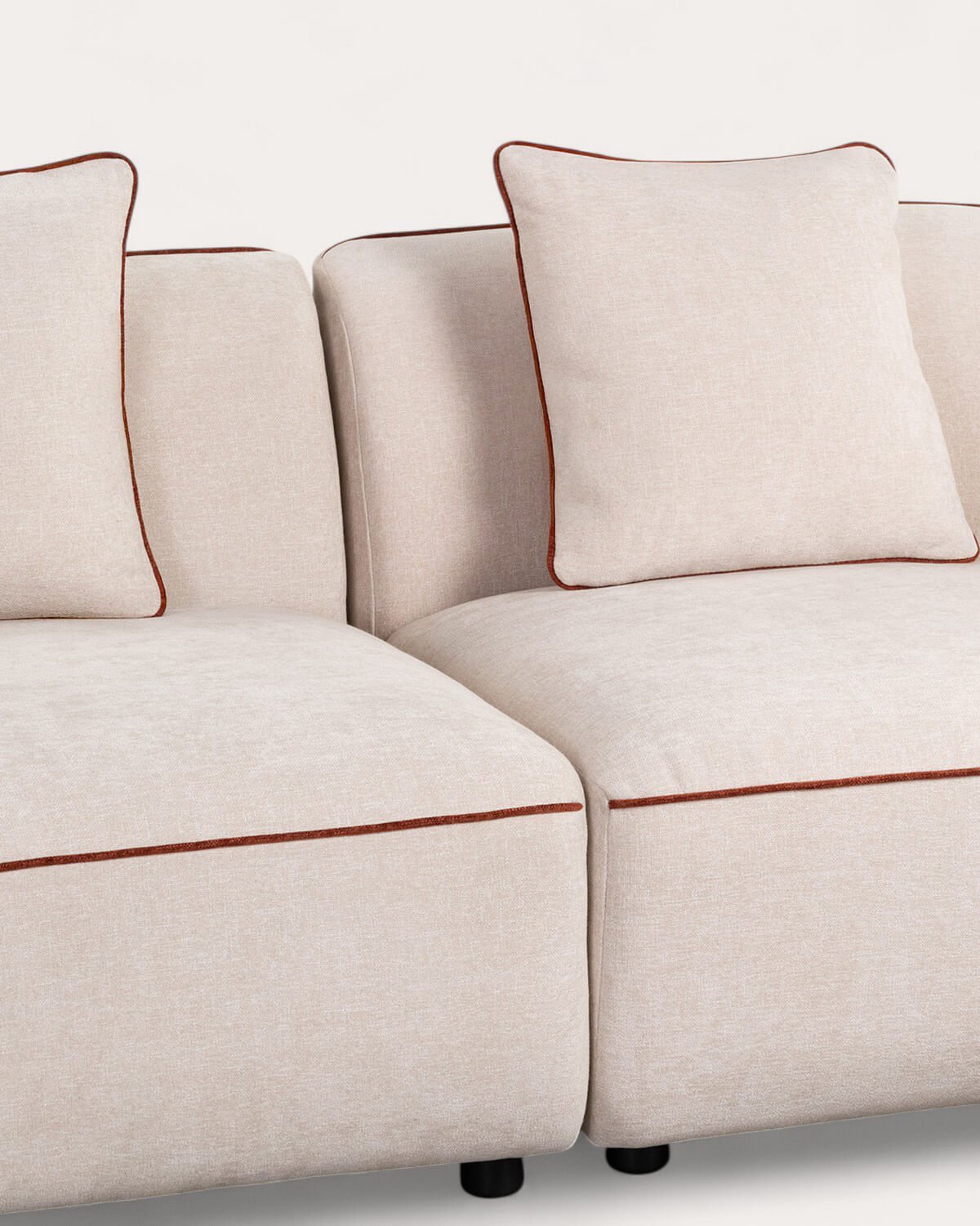 Sofá Modular de Canto 4 Peças com Chaise Longue e Pufe Redondo em Tecido Ilham , imagem de galeria 6