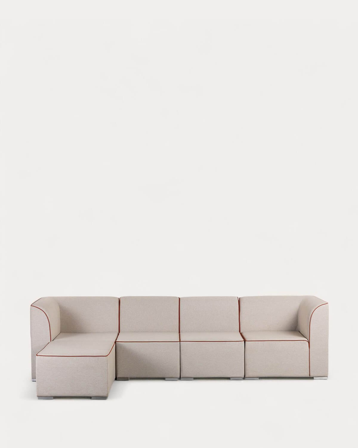 Sofá de Jardim Modular 4 Peças com 2 Cantos e 2 Poltronas com Puff Tecido Lagos