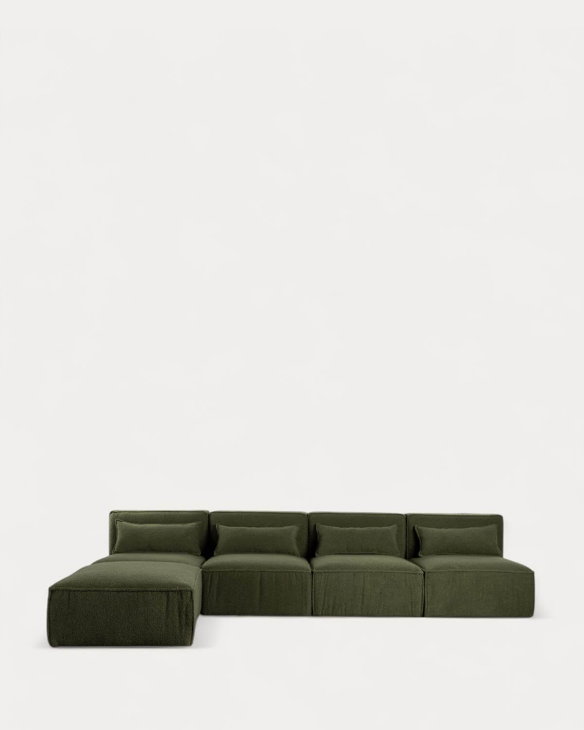 Sofá Modular de 4 peças e Puff em Tecido Bouclé Kilhe
