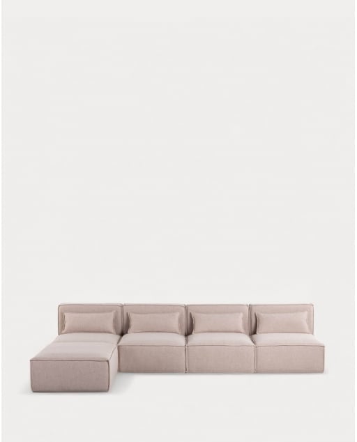 Sofá Modular de 4 Peças e Puff em Tecido Kilhe