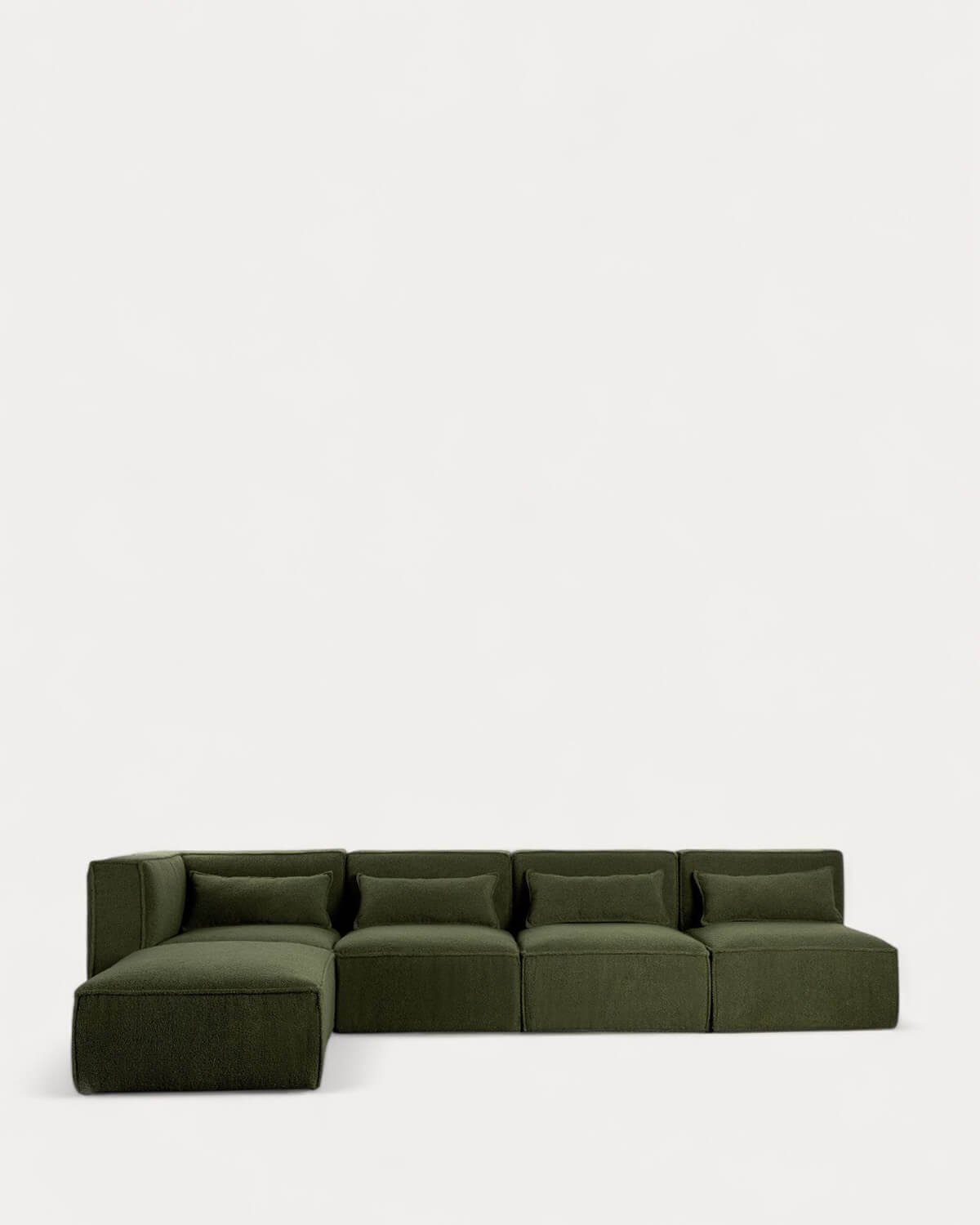 Sofá Modular de 4 peças com 3 Cadeirões e Puff em Tecido Bouclé Kilhe