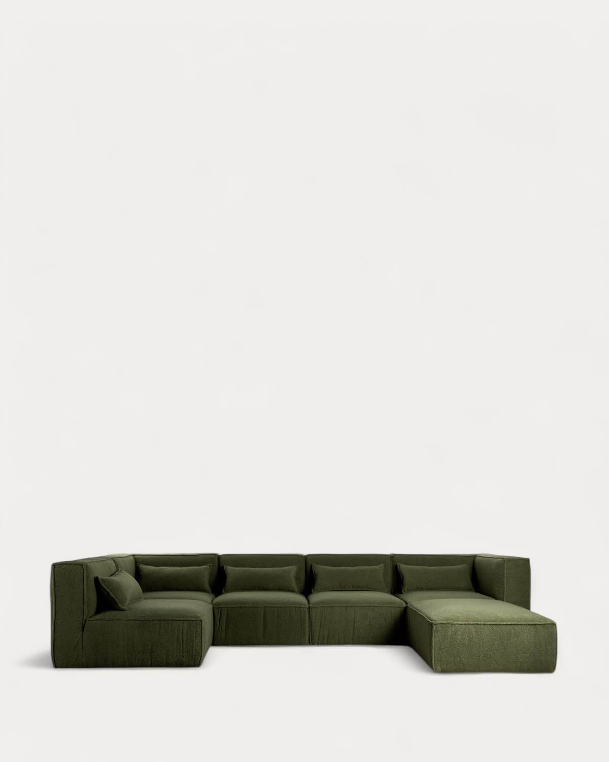 Sofá Modular de 5 peças e Puff em Tecido Bouclé Kilhe