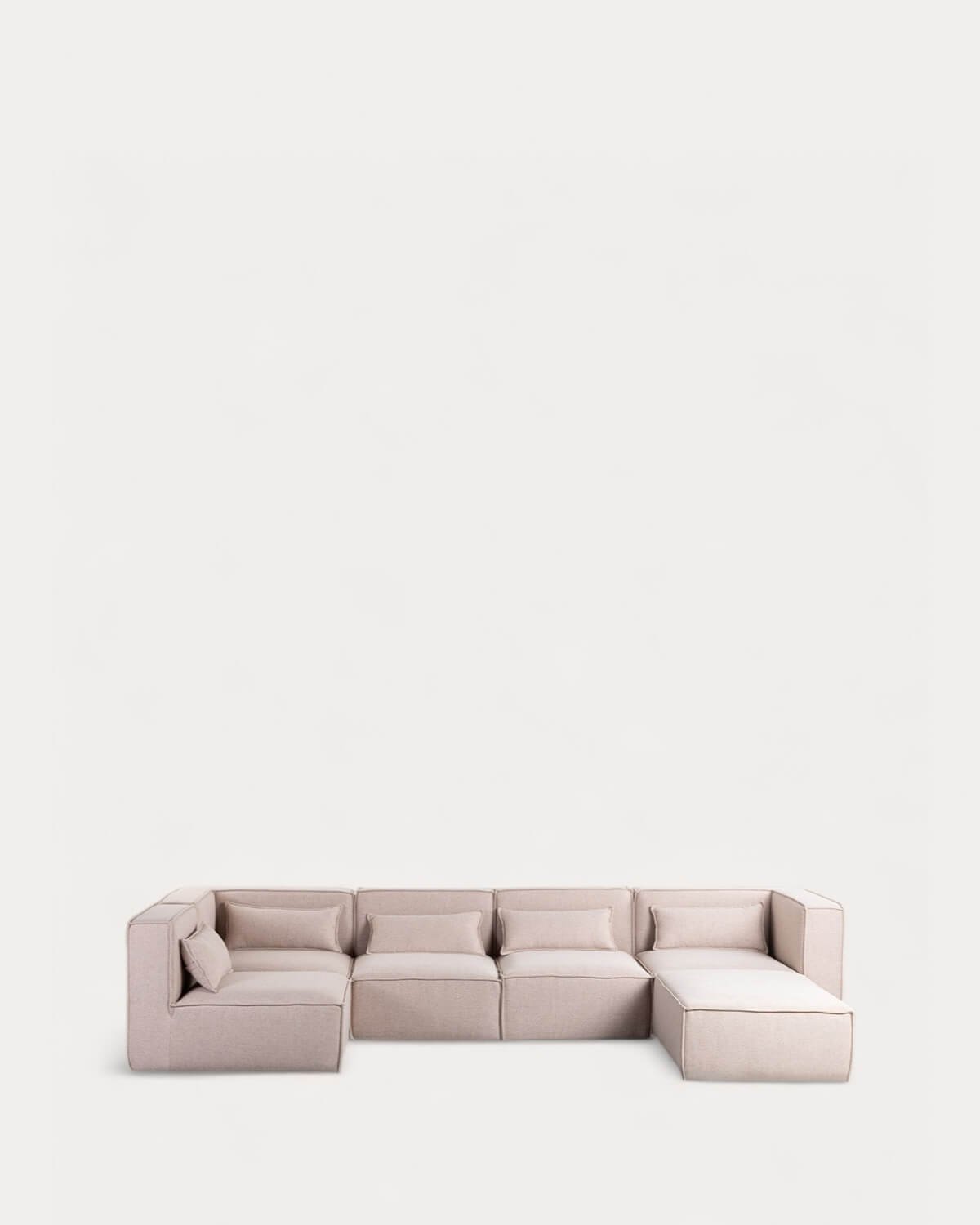 Sofá Modular de 5 Peças e Puff em Tecido Kilhe 