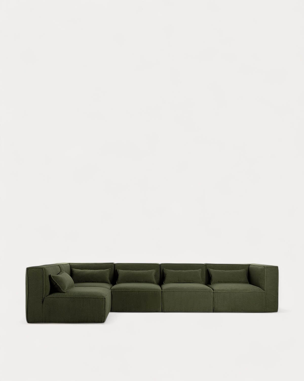 Sofá Modular de 5 peças com 2 Cadeirões de Canto em Tecido Boucle Kilhe