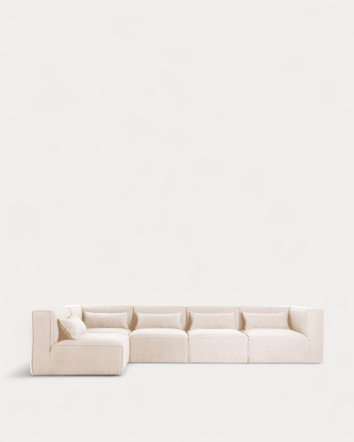 Sofá Modular de 5 peças com 2 Cadeirões de Canto em Tecido Boucle Kilhe