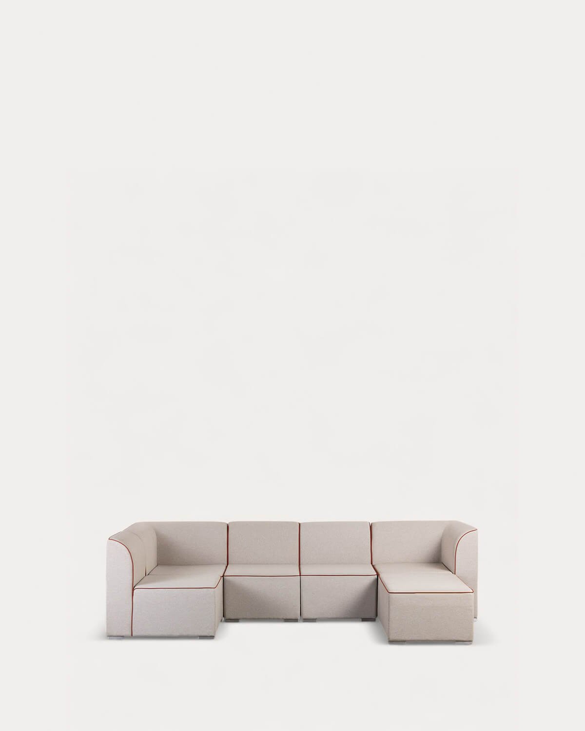 Sofá de Jardim Modular 5 Peças com 2 Cantos e 3 Poltronas com Puff Tecido Lagos
