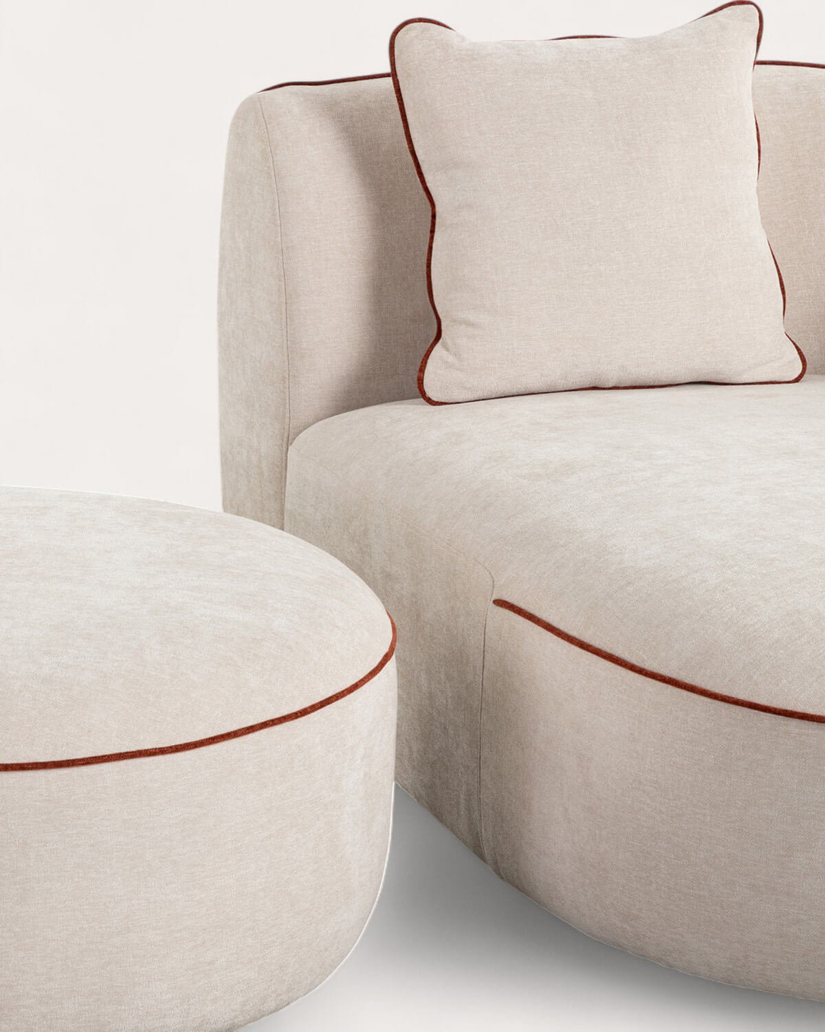 Chaise Longue con Puff Redondo de Tela Ilham, imagem de galeria 5